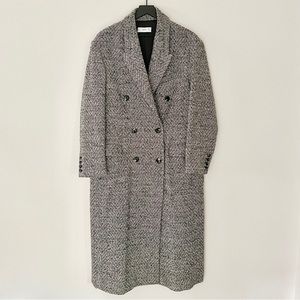 Mango Oversize Wool Coat in Piano Black and White Tweed